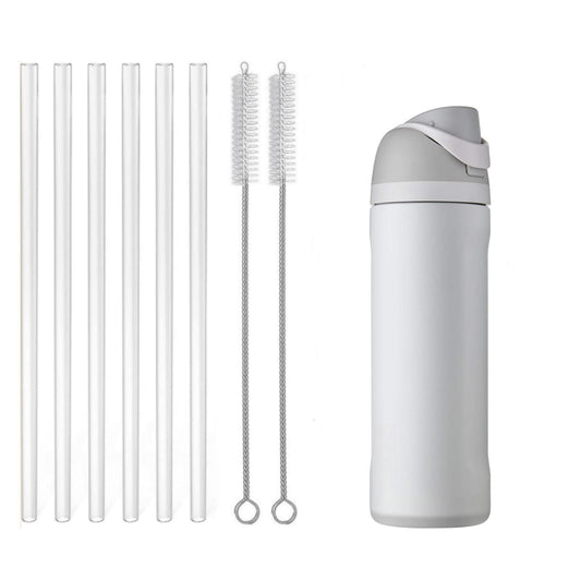 6Pack Replacement Straw for Owala FreeSip Water Bottle 24oz/32oz Reusable BPA Free Clear Drinking Straws with Straw Cleaner Brush for Owala 24oz 32oz FreeSip Water Bottle Accessories